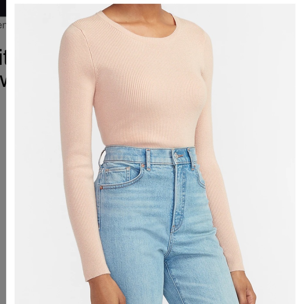 Fitted Ribbed Crew Neck Sweater